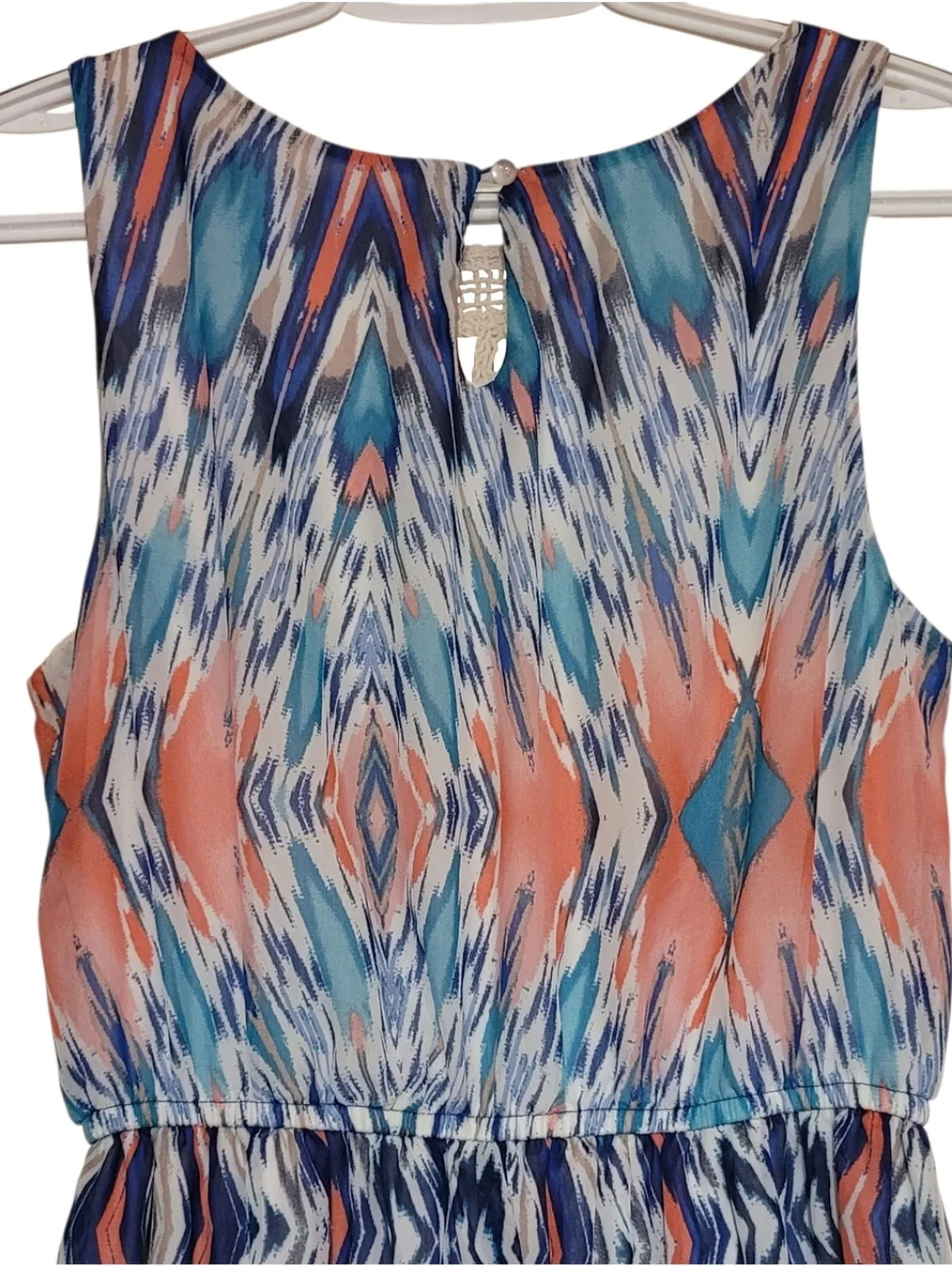 Lily Rose Womens Multi-Color Zig Zag Pattern Crochet Long Maxi Dress Size Medium
